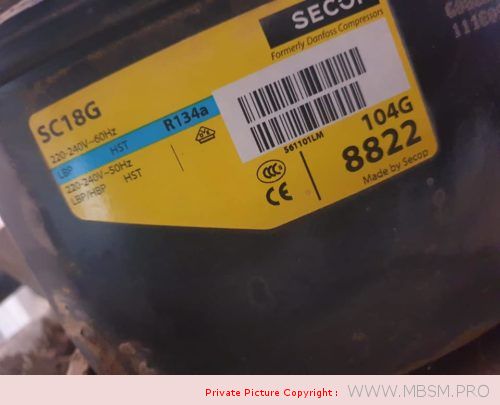 Compressor, Danfoss, Secop, SC18G, 104g8822,1/2HP, R134A,  685 Litres, Presentoire cokacolla, LBP/HBP