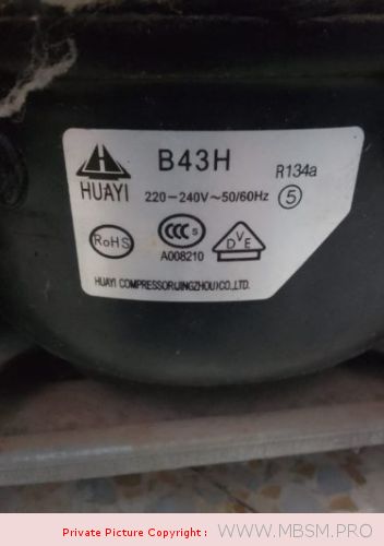 Mbsm.pro, Compressor, B43H, HUAYI, 1/7 Hp, LBP,  ACC, CUBIGEL, Danfoss, RSIR , r134a