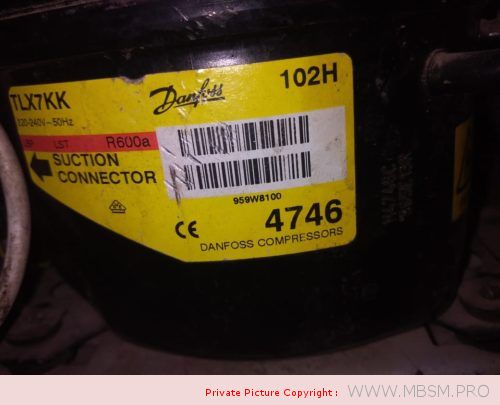 Mbsm.pro, hermetic, compressor, Danfoss, R600a, – MBP/LBP, TLX7KK, 1/5 hp, 102H4746