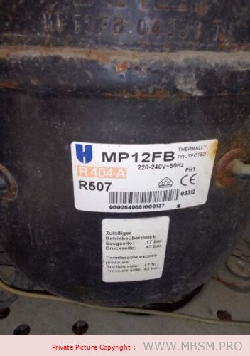 Mbsm.pro, Compressor, Cubigel, MP12FB,  MPT12LA, SC12CL, 3/8 hp, R404A / R507, lbp