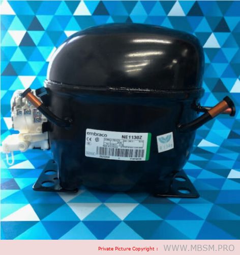 Compressor, hermetic, piston, Embraco, NE1130Z, 1/3 hp, LBP, 12.11 cm3, r134a