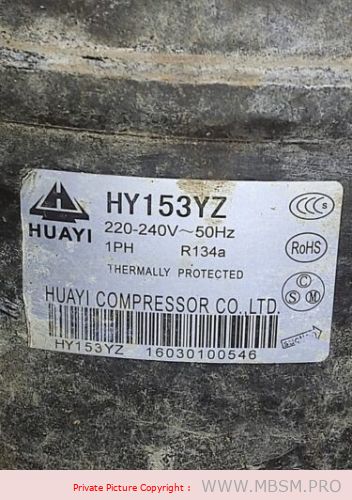 Compressor, Huayi, HY153YZ, high back pressure,  hbp, 1/2 hp++, R134A, 220-240V / 50Hz