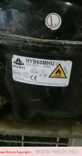 Mbsm.pro, Compressor, HYB60MHU, 1/6 hp, R600a, 6 cm3, 125B4223, 125B4224,  lbp, replaced by 1/5 hp Compressor r134a