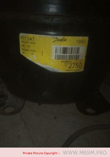 Danfoss, r12, r22, r502, Compressor, ff7.5at, 103u 2750, 103u2750, 1/5 hp, lbp, 147 w