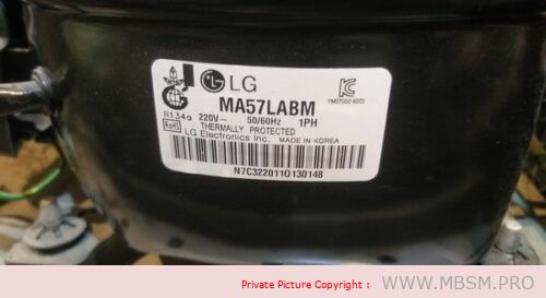 Mbsm.pro, Compressor, MA57LABM, 1/5 hp, 160 w, Lbp, Refrigerator, LG, GR-B562YC